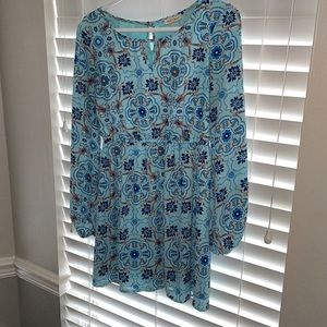 Blue/Orange Long Sleeve Dress